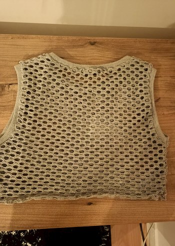 Bej Örgü Bohem Crop Top - Görsel 4