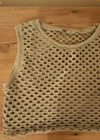 Bej Örgü Bohem Crop Top - Görsel 2