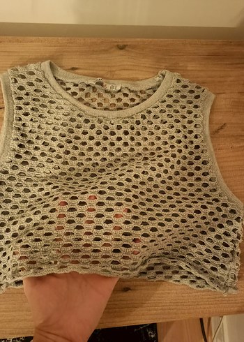 Bej Örgü Bohem Crop Top - Görsel 3