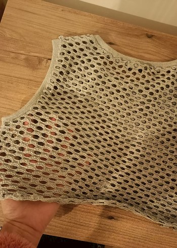 Bej Örgü Bohem Crop Top - Görsel 5