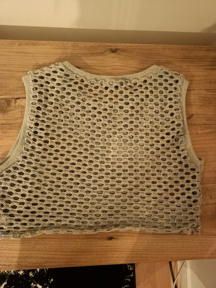 Bej Örgü Bohem Crop Top - Görsel 4