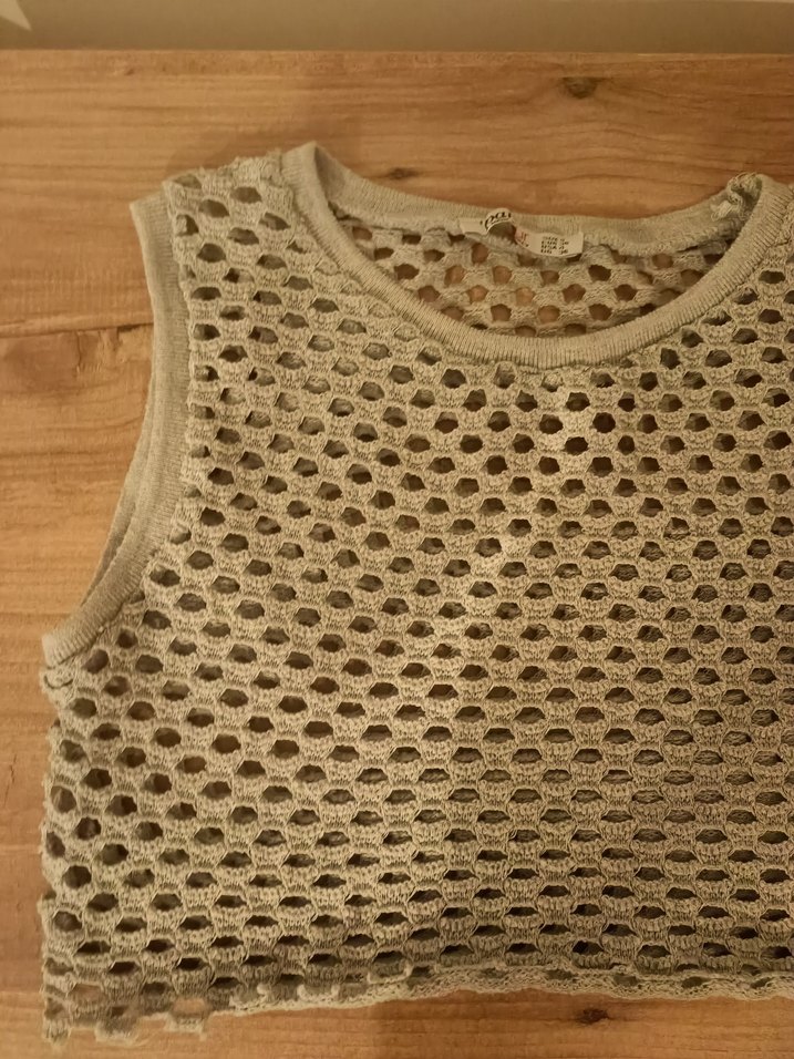 Bej Örgü Bohem Crop Top - Görsel 2