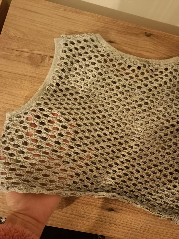 Bej Örgü Bohem Crop Top - Görsel 5