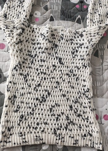 Beyaz Gri Örgü Kadın Kazak - Görsel 4