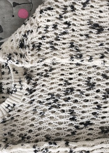 Beyaz Gri Örgü Kadın Kazak - Görsel 6