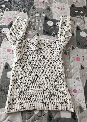 Beyaz Gri Örgü Kadın Kazak - Görsel 5