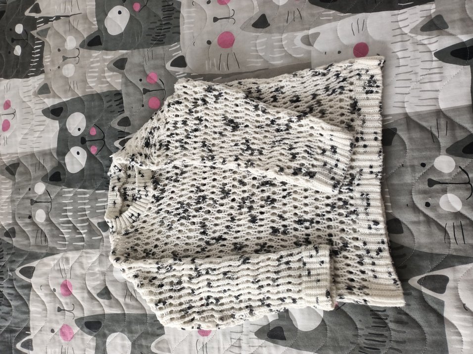 Beyaz Gri Örgü Kadın Kazak - Görsel 3