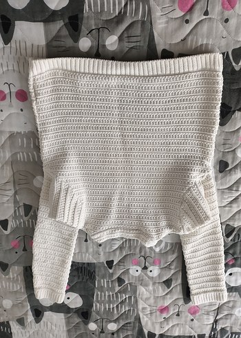 Beyaz Örgü Kadın Boğazlı Kazak - Görsel 5