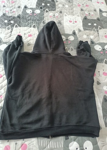 Kadın Gri Kapüşonlu Fermuarlı Sweatshirt - Görsel 4