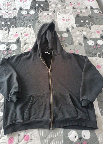 Kadın Gri Kapüşonlu Fermuarlı Sweatshirt - Görsel 3