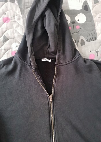 Kadın Gri Kapüşonlu Fermuarlı Sweatshirt - Görsel 2