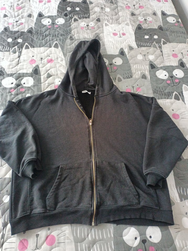 Kadın Gri Kapüşonlu Fermuarlı Sweatshirt - Görsel 3