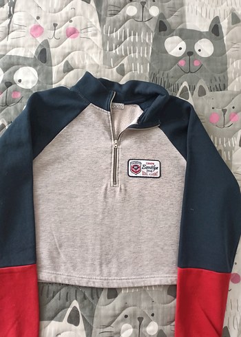 Kadın Gri Fermuarlı Yarım Fermuarlı Sweatshirt - Görsel 2