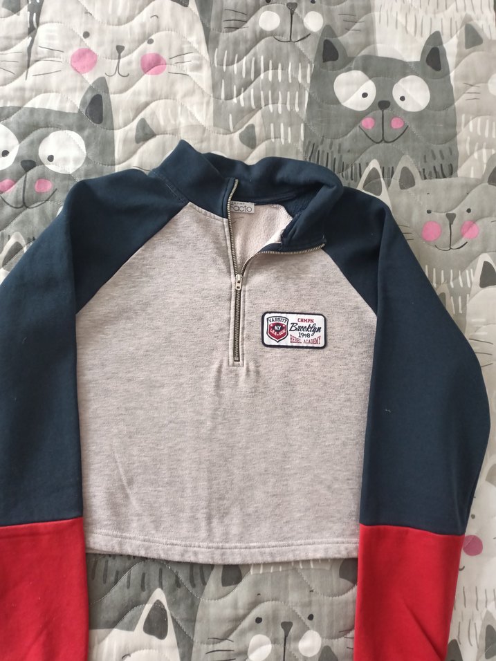 Kadın Gri Fermuarlı Yarım Fermuarlı Sweatshirt - Görsel 2