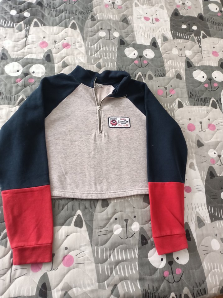 Kadın Gri Fermuarlı Yarım Fermuarlı Sweatshirt - Görsel 3