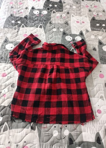 Kadın Kırmızı Kareli Düğmeli Gömlek - Görsel 4