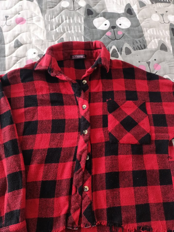 Kadın Kırmızı Kareli Düğmeli Gömlek - Görsel 3