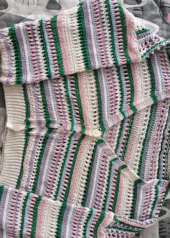 Bohem Çok Renkli Örgü Hırka - Görsel 2