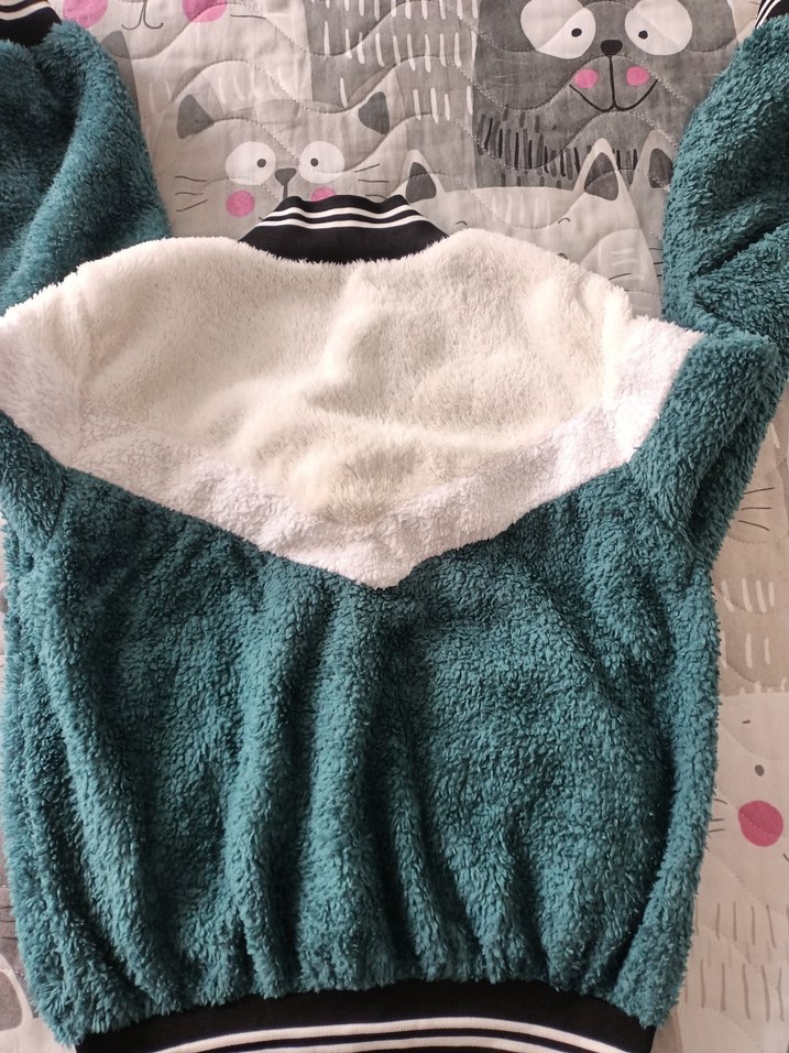 Turkuaz Gri Peluş Detaylı Kadın Ceket - Görsel 5