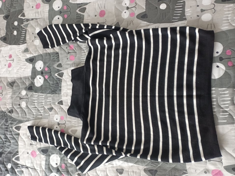 Gri Çizgili Uzun Kollu Triko Kazak - Görsel 4