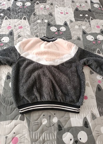 Gri Renkli Kadın Peluş Ceket - Görsel 3