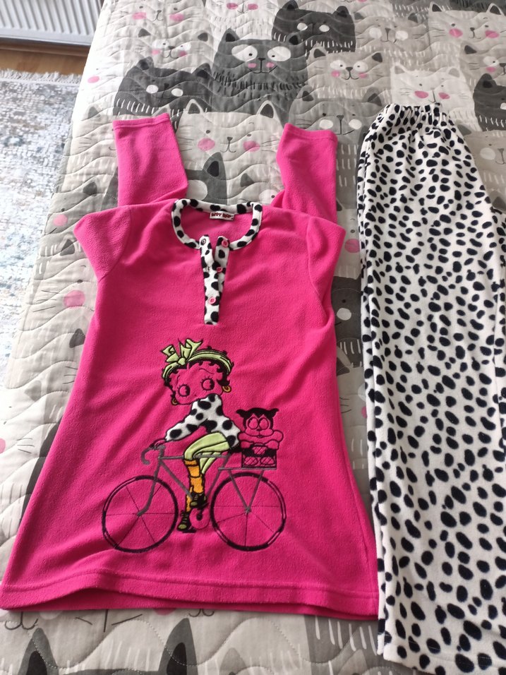 Pembe Baskılı Mini Kadın Pijama Takımı - Görsel 2