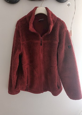 Bordo Fermuarlı Kadın Polar Ceket - Görsel 3