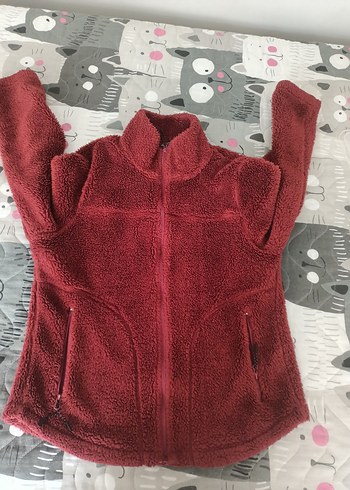 Bordo Fermuarlı Kadın Polar Ceket - Görsel 6