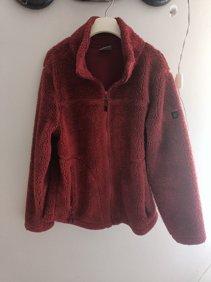 Bordo Fermuarlı Kadın Polar Ceket - Görsel 3