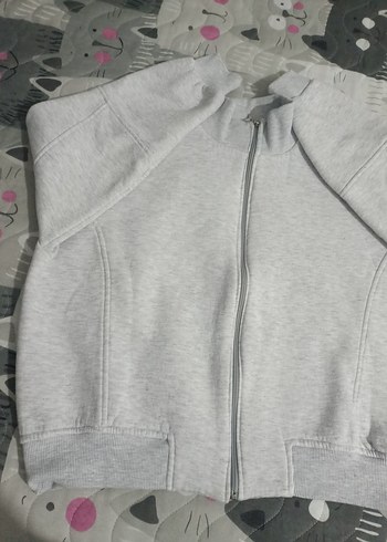 Gri Fermuarlı Kadın Sweatshirt - Görsel 3