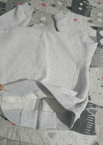 Gri Fermuarlı Kadın Sweatshirt - Görsel 6