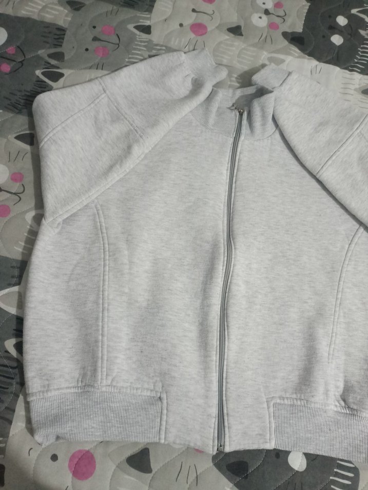 Gri Fermuarlı Kadın Sweatshirt - Görsel 3