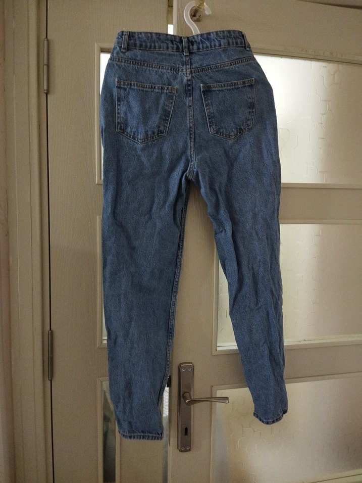 Kadın Gri Mavi Bol Kesim Midi Kot Pantolon - Görsel 4