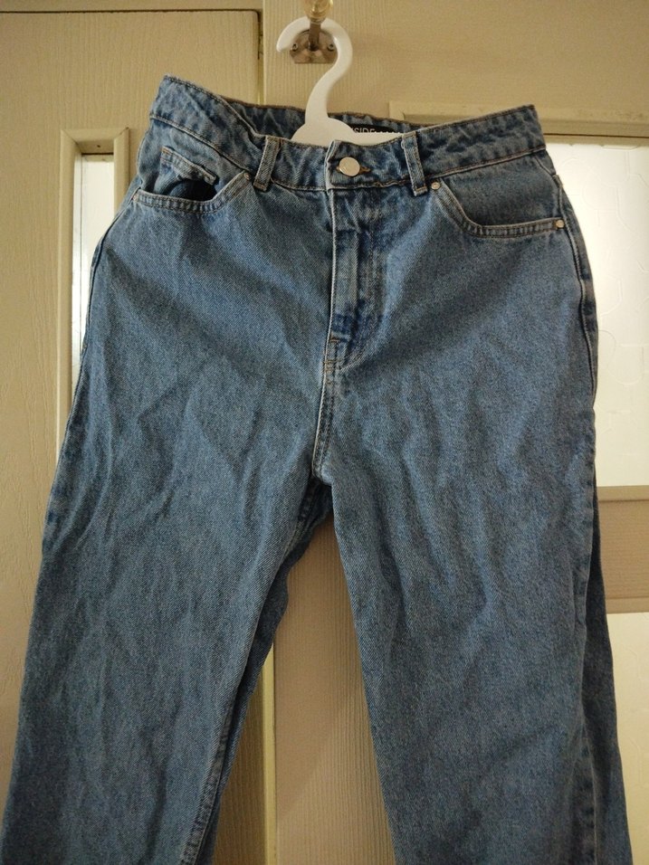 Kadın Gri Mavi Bol Kesim Midi Kot Pantolon - Görsel 2