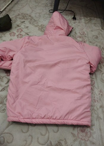 Kız Çocuk Kapüşonlu Pembe Fermuarlı Mont - Görsel 2