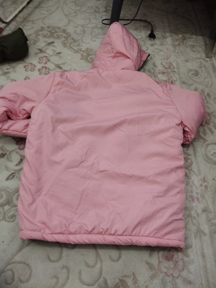 Kız Çocuk Kapüşonlu Pembe Fermuarlı Mont - Görsel 2