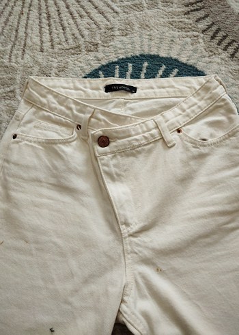 Beyaz Regular Fit Kadın Kot Pantolon - Görsel 2