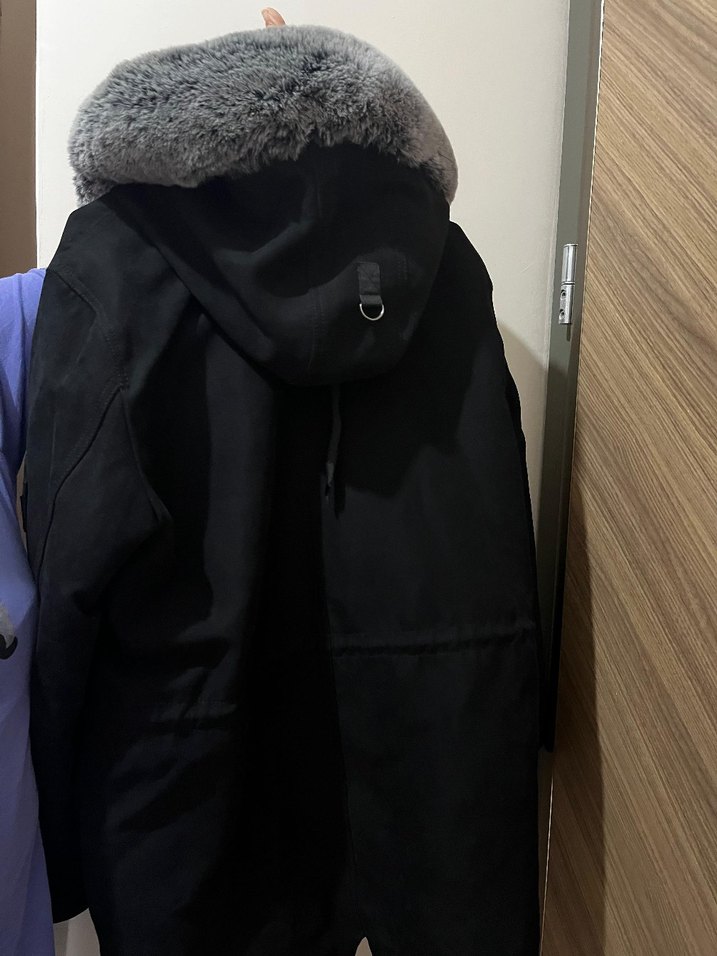 Gri Kürklü erkek Kışlık Mont - Görsel 3