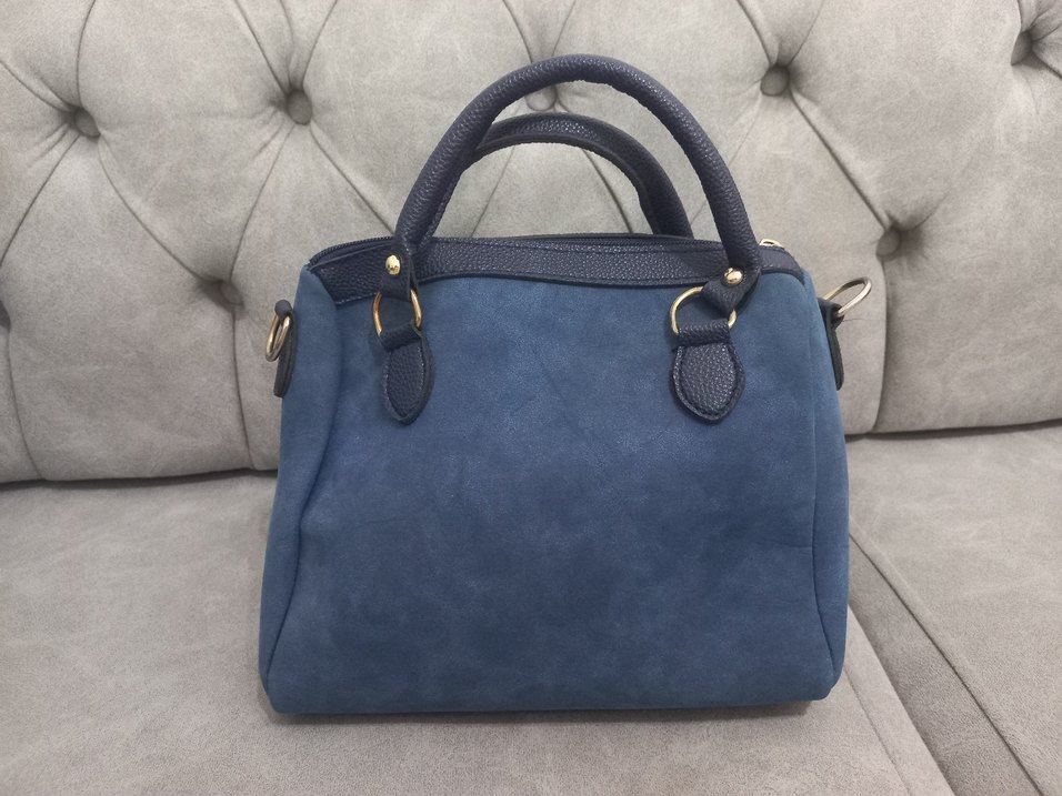 Mavi Süet Tokalı Kadın Çanta - Görsel 2