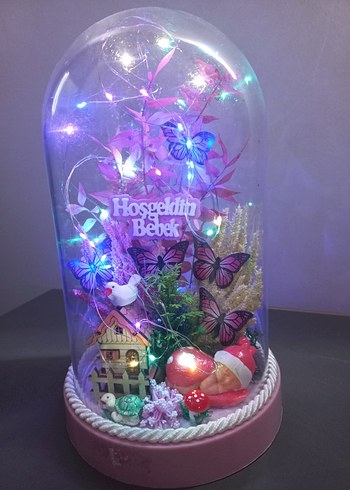 Pembe Hoşgeldin Bebek Cam Fanus - Görsel 2