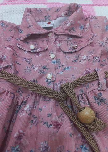 Çiçek Desenli Bej Kız Elbisesi - Görsel 5