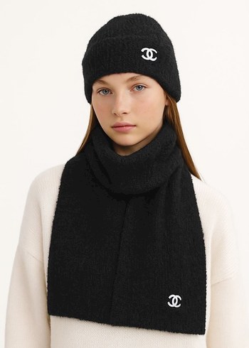 Pembe Örgü Kadın Bere ve Atkı Seti - Görsel 5