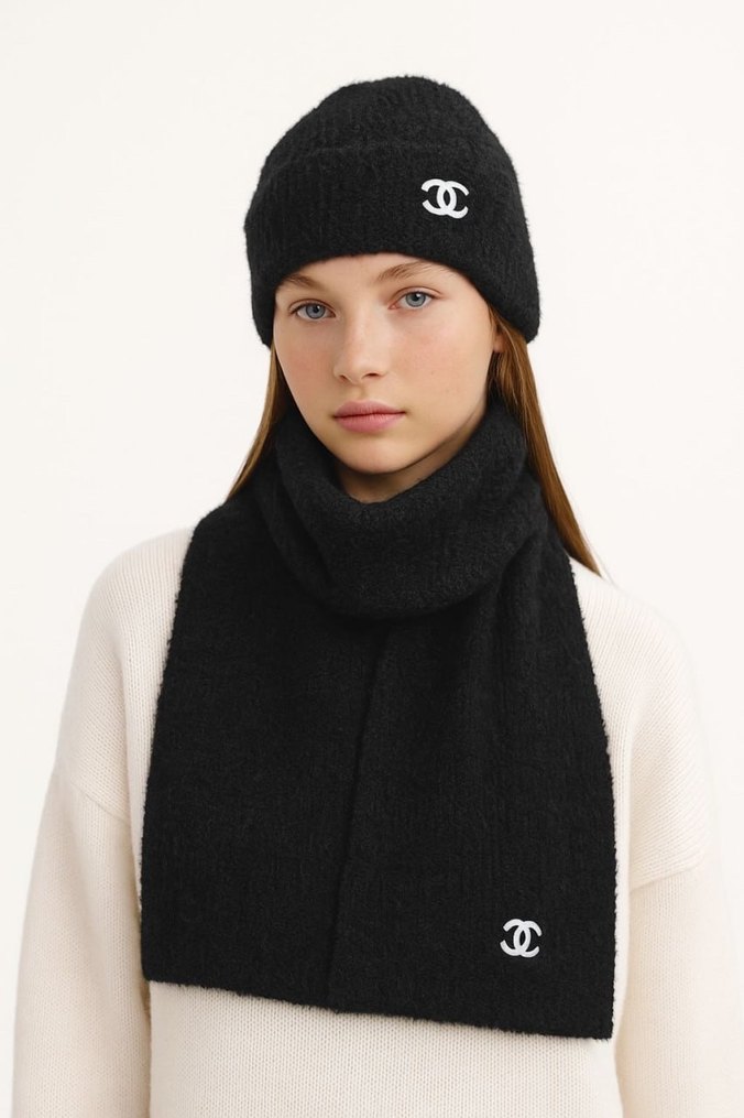 Pembe Örgü Kadın Bere ve Atkı Seti - Görsel 5