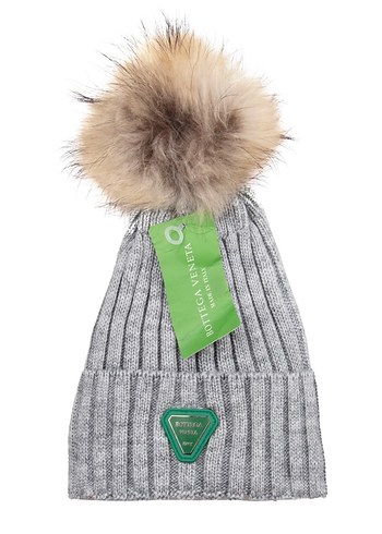 Gri Kürklü Mavi Yün Kadın Bere - Görsel 2