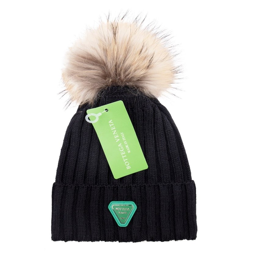 Gri Kürklü Mavi Yün Kadın Bere - Görsel 5