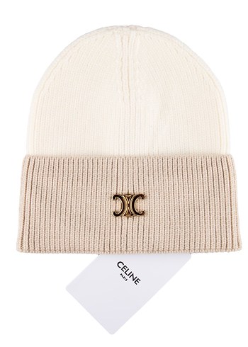 Celine Kadın Gri-Beyaz Örme Yün Bere - Görsel 3