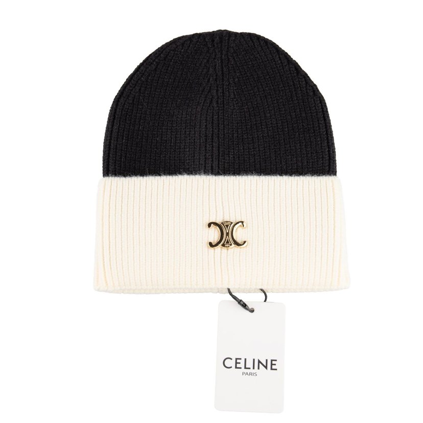 Celine Kadın Gri-Beyaz Örme Yün Bere - Görsel 5