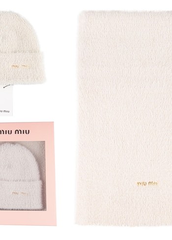 Miu Miu Örgü Kahverengi Bere ve Atkı Seti - Görsel 3