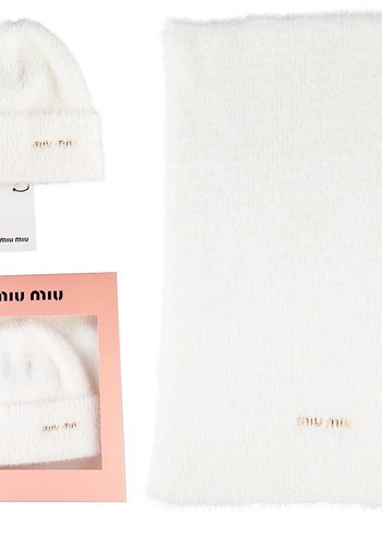 Miu Miu Örgü Kahverengi Bere ve Atkı Seti - Görsel 2