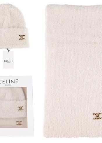 Celine Pembe Kadın Örgü Bere ve Atkı Seti - Görsel 2